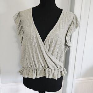 Elegant Ruffle Sleeve Wrap Top